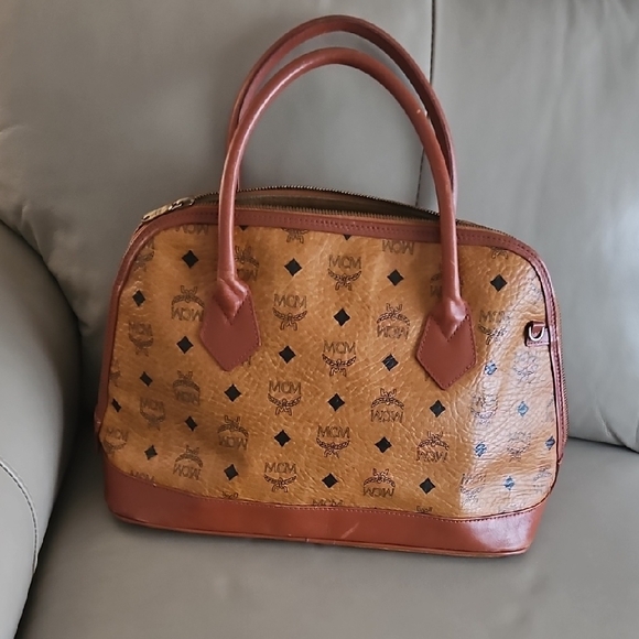 MCM Cognac Visetos Satchel Great Condition 16x10 - Picture 7 of 9